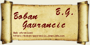 Boban Gavrančić vizit kartica